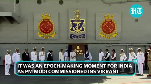 PM Modi waves at Chetak choppers during flypast; INS Vikrant Commissioned I Watch
