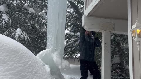 Check Out This Huge Icicle in South Lake Tahoe