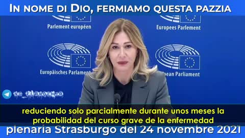 Diputada Francesca Donato en el Parlamento Europeo este 24 de noviembre de 2021