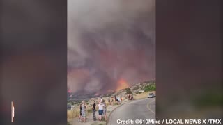 Residents Watch as Wall of Flame and Smoke from Wildfire Advances in British Columbia