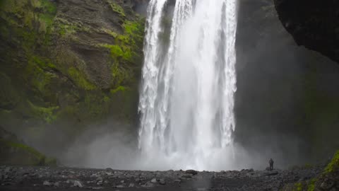 Waterfall From Hill With Amusing Sound