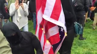 March 4 2017 Battle for Berkeley II 1.3 Antifa flag burning