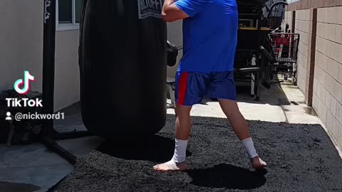 500 Pound Punching bag Workout part 84. enging Muay Thai drill Workout With Light bag Work!