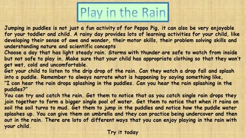 Play in the Rain- A Great Way to Teach Your Child About Their World