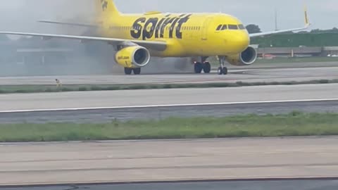 Spirit Plane on Fire in Atlanta
