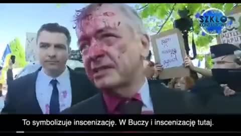 9 MAY 2022 - THE RUSSIAN AMBASSADOR IN POLAND RECIEVED RED PAINTING AND INTIMATE UNDERWEAR