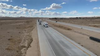 The Peoples Convoy heading East goes through its first overpass