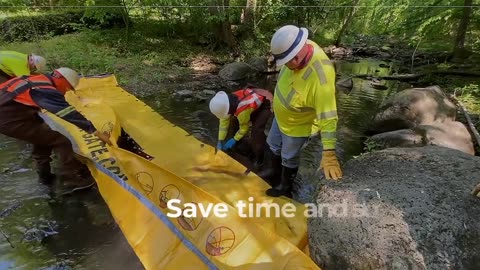 Stop oil spills in streams with the HalenHardy Instant Underflow Dam