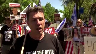 Palestinian and Israeli supporters rally in Palo Alto