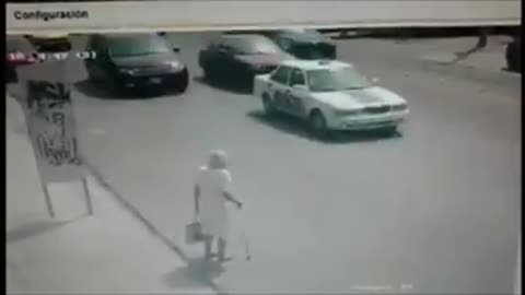 Road crosser old man by car driver
