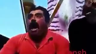 Terrified man on theme park ride