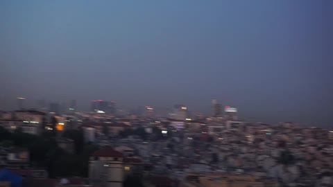 Panoramic view from the observation deck of the Galata tower of Istanbul, Turkey