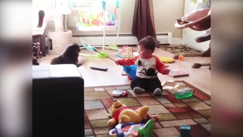 Baby and Cat Fun-Funny Baby Video