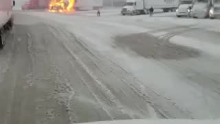 Ambassador Bridge Fire Detroit