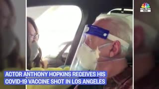 ANTHONY HOPKINS GETS HIS COVID SHOT - SQUIRTED OUT THE WINDOW