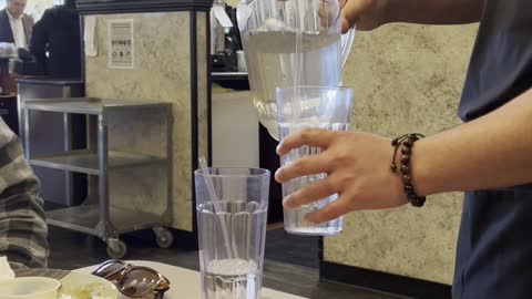 Waiter Shows Off Skills With Water
