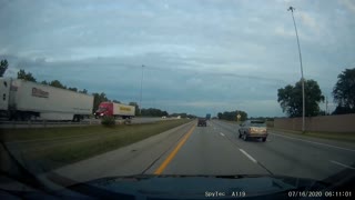 Pickup Truck Bounces off Concrete Barrier