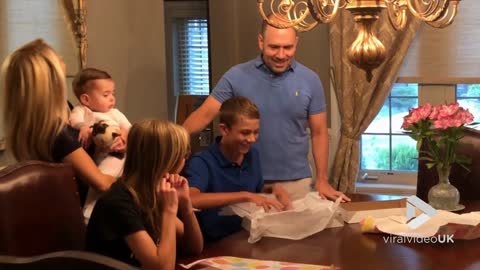 Baby reacts to twins gender reveal