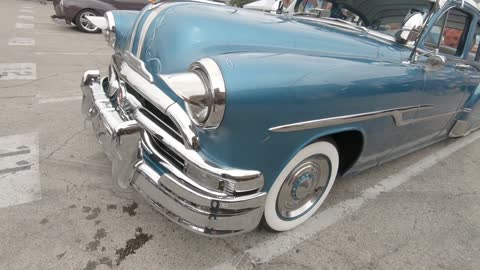 Blue Pontiac Vintage Car At A Car Show