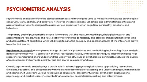 Psychometric Analysis: Understanding Psychological Measurement