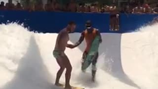 Two guys artificial surging fall