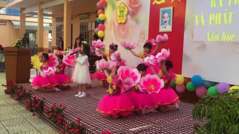 Preschool children dancing and singing