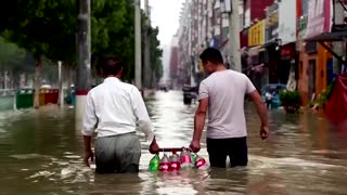 Migrant workers stranded in China's flooded cities