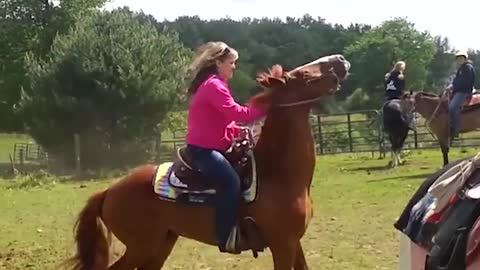 Girl falls from angry horse