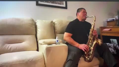 Eddie Practicing His Saxophone