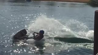 Collab copyright protection - blue helmet guy wakeboarding fail