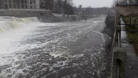 Beautiful town waterfall