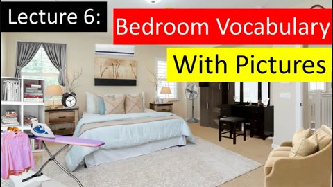 bedroom vocabulary with pictures in English speak in english language full course in urdu hindi