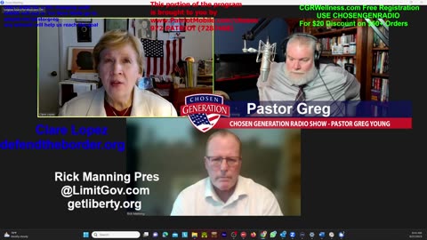 Clare Lopez with Rick Manning and Pastor Greg Global National Security Threats