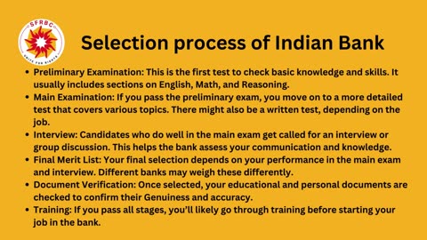 Indian Bank - Customer Service Executive selection process.