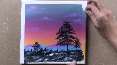 Easy sunset painting , acrylic pinting.