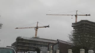 Huge Crane Spinning in Wind from Storm Ciara