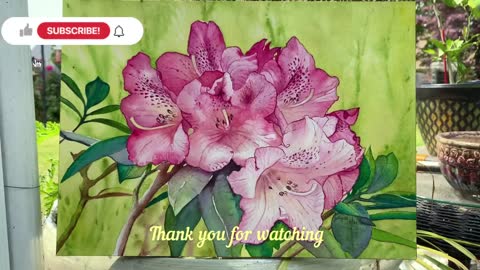 Painting Rhododendron Flower In Watercolor.