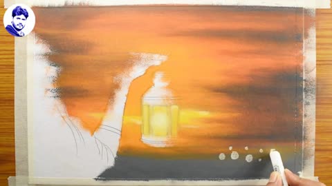 oil pastel drawing sunset scenery step by step
