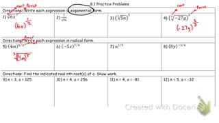 Evaluating nth roots