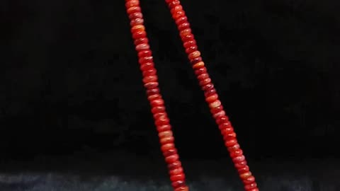 Natural turquoise pendant and red spiny oyster roundle beads simple choker full strand