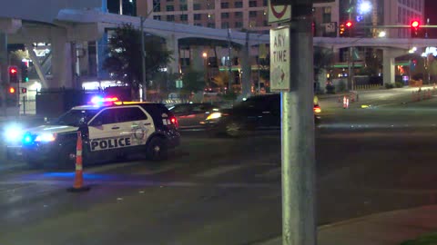 Las Vegas police vehicle involved in three-vehicle crash; 2 injured