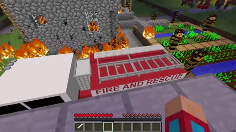 BURNING HOUSE IN MINECRAFT