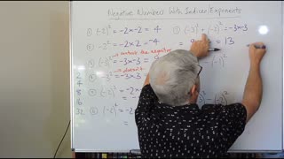 Math Negatives 08 With Indices or Exponents also called Directed Numbers Mostly for Years/Grade 7 and 8