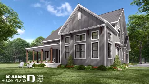Farmhouse home plan GREENHILLS 2 (#2655-V1) by Drummond House Plans: 3354 sq.ft., 4 bedrooms