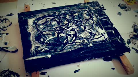 Abstract acrylic painting - poring technique