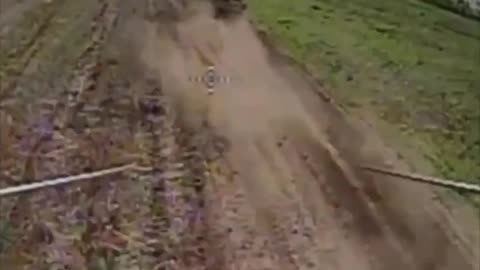 Ukrainian RPG Drone Runs Down a Russian Golf Cart
