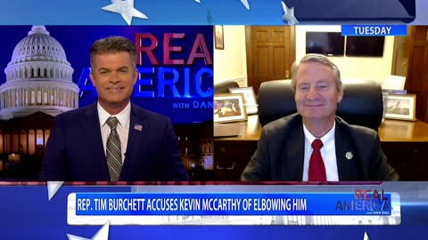 REAL AMERICA -- Dan Ball W/ Rep. Tim Burchett, McCarthy Allegedly Elbows Burchett, 11/15/23