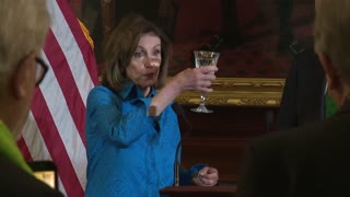 Speaker of the House Nancy Pelosi gave a toast to President Joe Biden