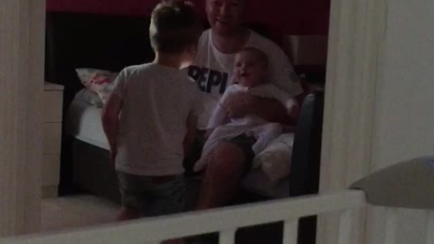 Cutest ever! Bedtime giggles from baby Chloe when older brother Jayden plays boo