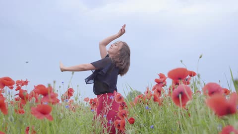 Amazing dancing in a field of flowers